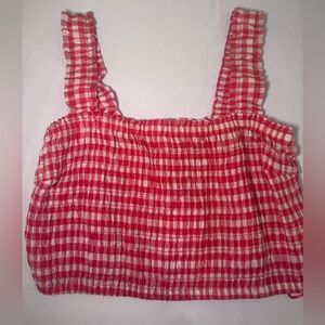 Chic Red and White Checkered Crop Top